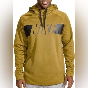 NIKE Men's Therma Graphic Training Hoodie (Olive Flak/Black, Medium)